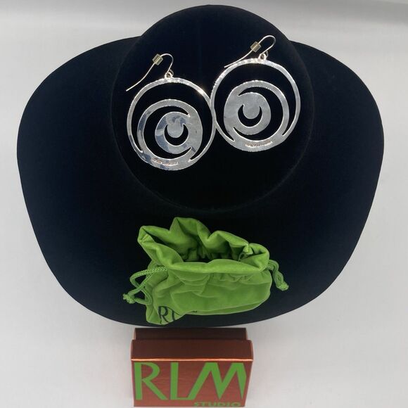 Robert Lee Morris RLM Studio Earrings 925 Silver Swirl Moon Dangle Drop Hook VTG - Picture 5 of 7